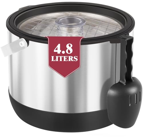 FiveHome 5QT/4.8L Insulated Ice Bucket for Parties, Large Capacity Double-Wall Beverage Bucket with Scoop & Lid for Champagne, Wine, Cocktail (Black)