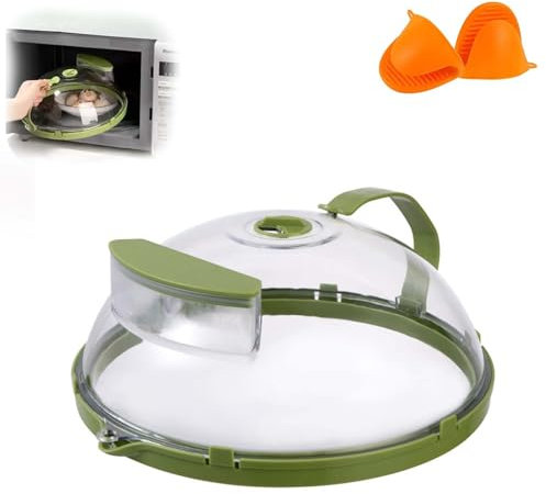 Microwave Splatter Cover with Smart Steam Control, Clear Splatter Guard Microwave Lid, Microwave Cover with Water Steamer, Steam Microwave Splatter Guard with Handle Plate Covers(StyleB)