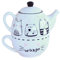 Sosoport Juego de Tetera Tazas de Cerámica Adorable Diseño de Gato Portátil para Casa y Oficina Juego de Decorativo