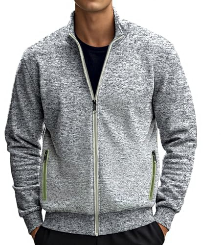 Generisch Sweatjacke Herren Reissverschluss Ohne Kapuze Klassisch Sportjacke Leichte Jacke Stehkragen Herrenjacke Trainingsjacke Strickjacke Mit Taschen Freizeitjacke Laufjacke Langarm Übergangsjacke