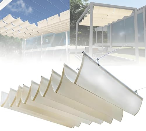 Ausziehbares Sonnensegel, U-förmig, gewellt, 2 x 12 m, für Außenbereich, Terrasse, Teleskop-Pergola, mit Montageset, UV-Schutz, wasserdicht, einfache Einrichtung
