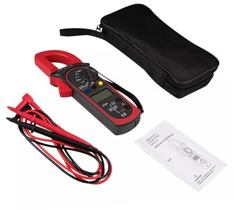 FELTECHELECTR Zangenmultimeter Rot mit DC Strommessung Spannung Widerstand und Temperatur Tragbares Präzises Handmessgerät für Elektriker und Kfz Anwendungen