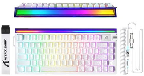 ATTACK SHARK R85 HE Tastiera Gaming Cablaggio 75% con Cavo LED C01ULTRA, Switch Magnetici, Software Multifunzione, Light-Box RGB, Manopola, 8000 Hz, RT Precisione 0,005 mm (Bianco contorno)