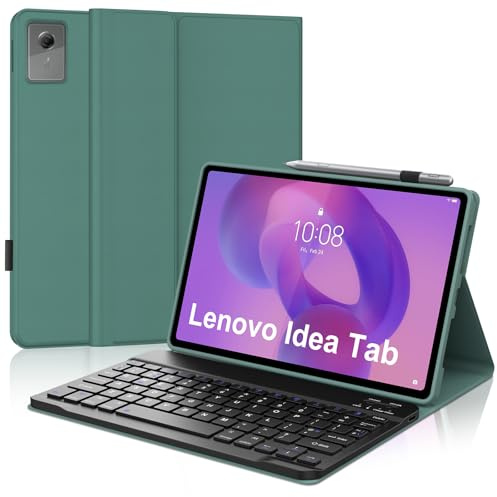 Keyboard Case for Lenovo Idea Tab 11 Inch, UK Layout Wireless Detachable Bluetooth Keyboard with Stand Cover and Pen Holder for Lenovo Idea Tab 11 2025 (TB336FU/TB336ZU) Tablet, Dark Green