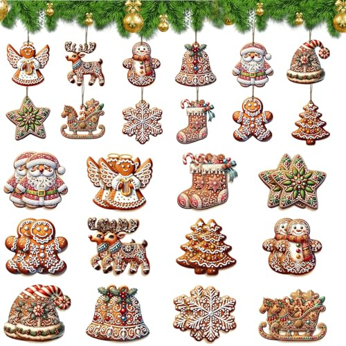 24 Stück Weihnachtsbaumschmuck Holz, Holz Weihnachtsdeko Anhänger | Christbaumschmuck holzs, Geschenkanhänger Weihnachten, DIY Weihnachtskalender