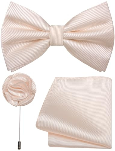 Ailisus Fliege Herren Vorgebundene Twill Fliege und Einstecktuch Ansteckblume Set für Hochzeit Smoking Business 3PCS