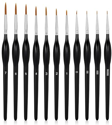 TIESOME 11Pcs Fine Detail Paint Brushes for Model Painting | Professional Miniature Paint Brushes Artist Paint Brushes for Fine Detailing, Figure Model, Acrylic, Watercolour, Miniatures