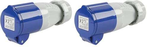 OROK - Fiche Femelle CEE, Prise pour Camping Car 220V 16A - 1 pièce - Adaptateur 220V pour Camping - IP44 - Socle Type : P17 avec Capot - Câbles à connecter : 3 x 1.5mm² ou 3 x 2.5mm² (Lot de 2)