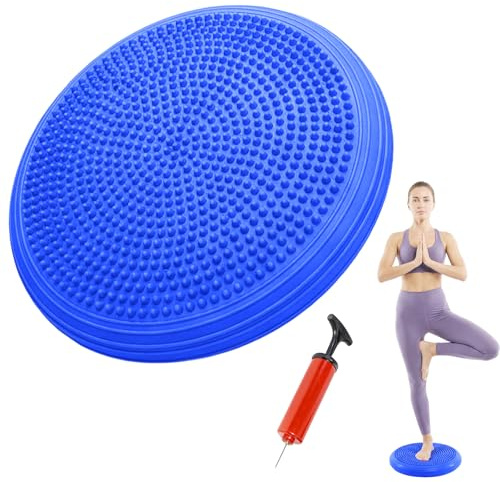RANJIMA Ballsitzkissen mit Pumpe, Balancekissen, Ø33 cm Aufblasbares Balance Kissen Orthopädisches Sitzballkissen, Luftkissen, Pad, Sitzkissen, Ballkissen für Core, Yoga, Gleichgewichtstrainer