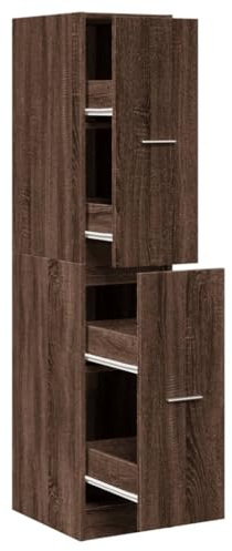 FWIKDUN Apothekerschrank Eichen-Optik 30x41x144,5 cm Holzwerkstoff mit Schrankauszug und Beistellschrank Funktion – Vielseitiger Medizinschrank für Küche Wohnzimmer oder Büro