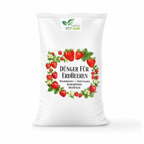 DTP-SOFT Erdbeerdünger 1kg/1000g für Erdbeeren - Walderdbeeren und Beerenpflanzen - Spezialdünger für kräftiges Wachstum, üppige Blüten und aromatische Früchte - für Garten, Hochbeet, Balkon und Plant