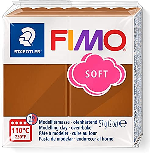 STAEDTLER 8020-7 FIMO Soft Oven-Hardening Polymer Modelling Clay - Caramel (1 x 57g Block)