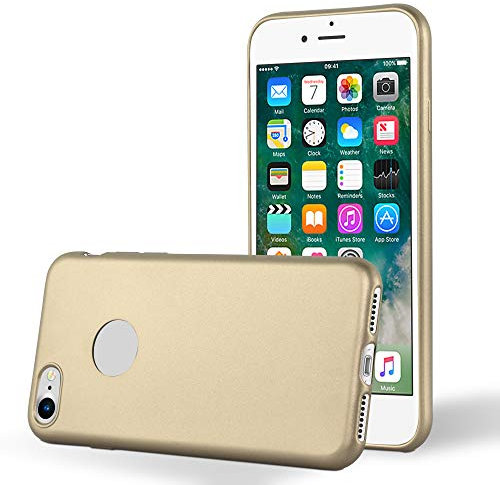 Cadorabo Custodia per Apple iPhone 7 / 7S / 8 / SE 2020 in ORO METALLICO - Morbida Cover Protettiva Sottile di Silicone TPU con Bordo Protezione - Ultra Slim Case Antiurto Gel Back Bumper Guscio