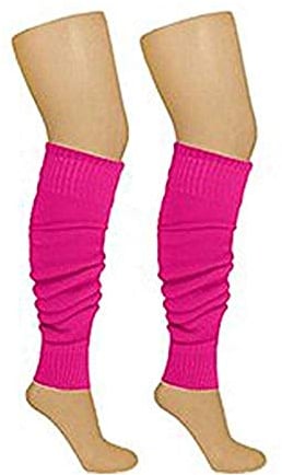 Crazy Chick Bright Neon 80s Dance Ankle Leg Warmers Fancy Dress Accessory-Fluorescent Pink
