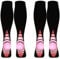 (2 Pairs)Compression Socks / Stockings for Men & Women, Black & Pink L/XL (For Women 6.5-13 /For Men 8-13.5) 2 same pair,