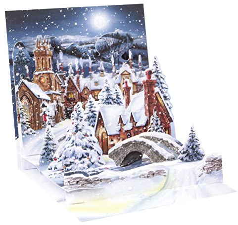 Pop Up 3D Weihnachten Karte PopShot Geschenk Winterdorf 13x13 cm