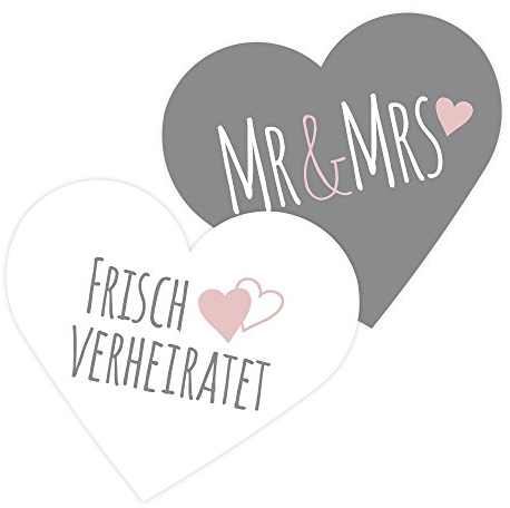 Frau WunderVoll® 100 KONFETTI Herzen MR & MRS/Tischkonfetti, Hochzeit Deko, Tischdekoration, Streudeko, Geburtstag, Shooting, Babyshower, Kindergeburtstag