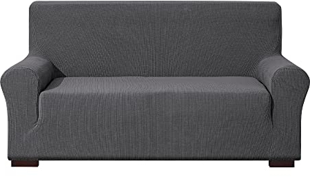 EBETA E Elastisch Sofa Überwürfe Sofabezug, Stretch Sofahusse Sofa Abdeckung Hussen für Sofa, Couch, Sessel 2 Sitzer (Dunkelgrau, 145-185 cm)