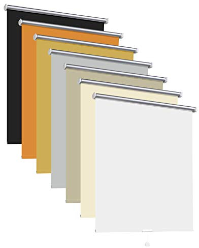 Thermorollo Hitzeschutz Verdunkelungsrollo Springrollo Mittelzugrollo Fenster Rollo 7 Farben Breite 62-242 cm Höhe 175 cm lichtundurchlässig verdunkelnd Beschichtung Silber (222 x 175 cm / Weiß)