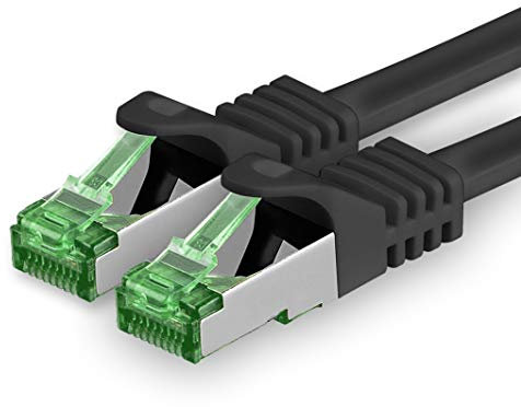 1aTTack.de Câble Réseau Cat7 Cat 7 10 GB/s - 1x 1,5m - RJ45 Ethernet LAN DSL Routeur Modem - Noir