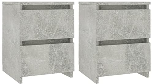 vidaXL Tables de Chevet 2 pcs, Armoire de Lit, Table de Nuit, Meuble de Chambre à Coucher Maison Intérieur, Moderne, Gris Béton Bois d’Ingénierie