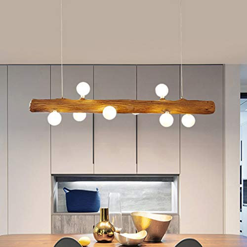 LED Pendelleuchte Aus Holz Rustikal Esstisch Hängeleuchte Moderne Hängelampe Aus Glas Mit G4 Glühlampe Höhenverstellbar 8 Flammig Pendellampe Für Küche Kronleuchter Wohnzimmer Büro Deckenleuchte