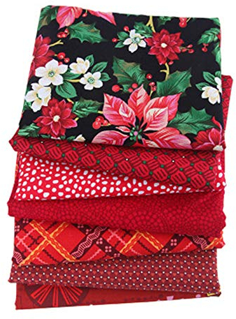 Nicole Knupfer (25 x 25 cm 7 Stück Patchwork Stoffe 100% Baumwolle Bunte Baumwollstoff Set Stoffpaket DIY Baumwolltuch Stoffreste Paket Stoffpakete (Rot)