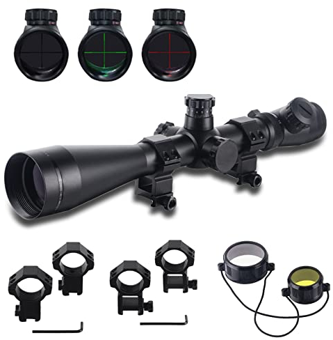 ToopMount 3,5–10x50 rotes/grünes Absehen-Entfernungsmesser-Scope mit 11 mm Schwalbenschwanz 20 mm Weaver/Picatinny-Schienen-Montageringen für Outdoor-Sportarten(High Knob)
