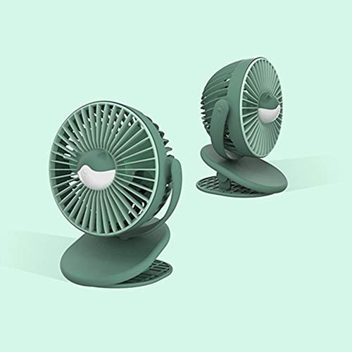 Egurs - Ventilador de mesa USB con giro de 720°, silencioso, mini ventilador para cochecito, dormitorio, oficina, camping, verde