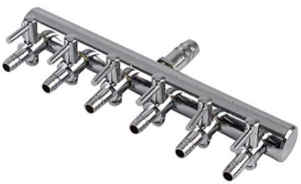 6 Ways 8 to 4MM Stainless Steel Aquarium Outlet Inline Air Pump Flow Lever Control Valve Manifold Splitter Tap Distributor Silver