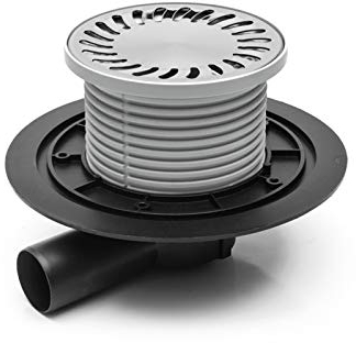 VONLIS DN50 Badablauf Duschablauf Balkonablauf Terrassenablauf Siphon Innen Außen Kunststoff/Edelstahl Rund Kunststoffflansch