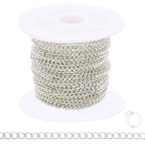 JINXM 3 x 4 mm Kette Halskette versilbert Verbindungskabel für die Herstellung von Schmuck Herren Damen Kette DIY