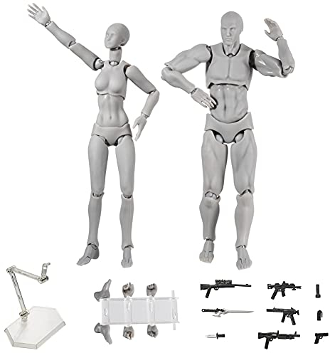 Brawdress Figuren-Modell, Actionfigur-Körper Kun & Chan, 2-teiliges Zeichen-Mannequin-Set, PVC, bewegliches Action-Modell, Schreibtisch-Dekoration für SHF-Skizzieren