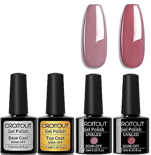 Croitout (Base Coat Top Coat With Two Color Gel) Gel Nail Polish Set,Base Top Coat With Two Color Gel Polish Set, Nail Polish UV LED Lamp Nail Art Nail Salon