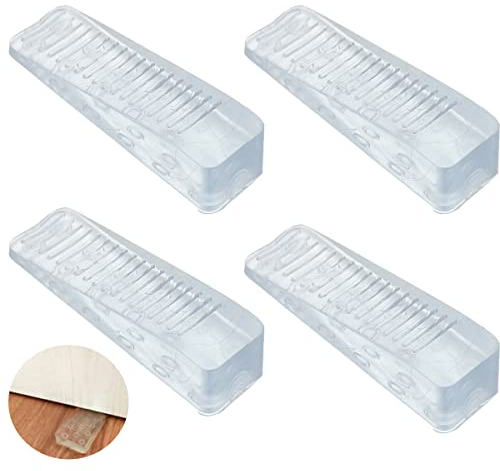 Zhioudz Türstopper 4er Set,Gummi Türkeil Rutschfest, Türstopper Gummi,Türkeil Gummi Rutschfest Bodentürstopper,Geruchsfreier Gummikeil,Verwendet auf Badezimmer, Balkontür, Kinderzimmer(Transparent)