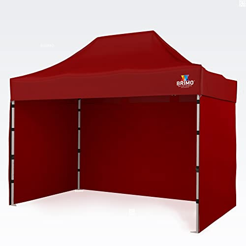 BRIMO Festzelt 100% Wasserdicht mit 3 Seitenteilen - 5 Jahre Garantie (2x3 m, Rot)