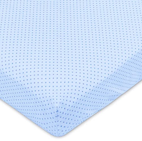 Pepi Spannbettlaken 60x120 Baby mit Gummi Dots Blue Kinder Bettlaken Baumwolle 100% für Babybett - Spannbetttücher für Baby - Anti allergisch Betttuch Baby Laken - Spannbettlaken Kinderbett