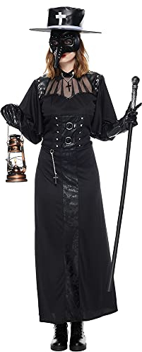 EraSpooky Pest Doktor Kostüm für Erwachsene für Halloween, Karneval, Damen Mottoparty Kleidung