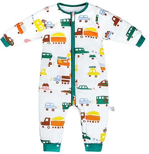 MOEMOE BABY Thermostatisch Schlafsack mit Füßen 2.5 Tog Winter Schlafsack mit Beinen Unisex Babyschlafsack, Auto S