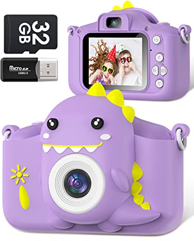 Kinderkamera, Gofunly Kinder Kamera 1080P 2,0-Zoll-Bildschirm Fotoapparat Kinder mit 32GB-Karte Selfie Digitalkamera Fotokamera für 3-12 Jahre Jungen und Mädchen Weihnachten Spielzeug