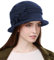 Sumolux Damen-Barettmütze, französischer Vintage-Stil, florales Wollkleid, Glocke, klassische Wintermütze, 1920er Jahre, D Marineblau, Large
