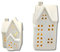 DARO DEKO Keramik LED Haus - Lichthaus weiß matt 2er Set