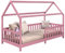 IDIMEX Lit cabane Nina lit Enfant Simple Montessori en Bois 90 x 190 cm, en pin Massif lasuré Rose