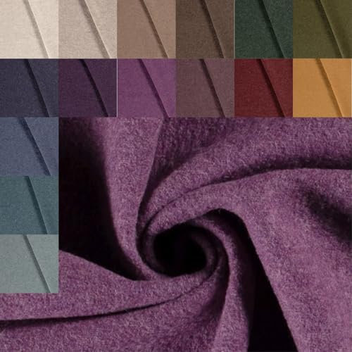Walkloden Meterware uni meliert - Walkstoff, Mantelstoff, Trachtenstoff, Wollwalk, Loden, Wollstoff, 100% Schurwolle/Wolle * ab 50 x 140cm, Farbe: 043 beere