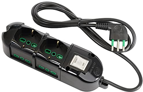 FANTON 481134-B Multipresa elettrica 6 posti con 2 prese universali e 4 prese bivalenti italiane laterali ciabatta spina piccola 10A colore nero