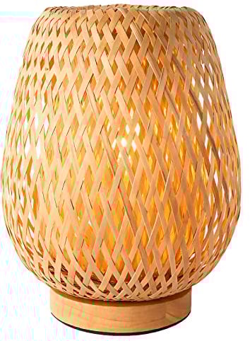 Schindora handgefertigt Boho Bambus kleine Tischlampe Weiden gewebte Schreibtischlampe, Boho -Tischlichter für Schlafzimmer Nacht