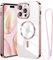 Meifigno Clear für iPhone 14 Pro Max Hülle [Kompatibel mit MagSafe & Anti Vergilbung][ Handschlaufe Lanyard] Weichen TPU Hülle Transparent Case iPhone 14 Pro Max für Frauen Mädchen, Rose Gold