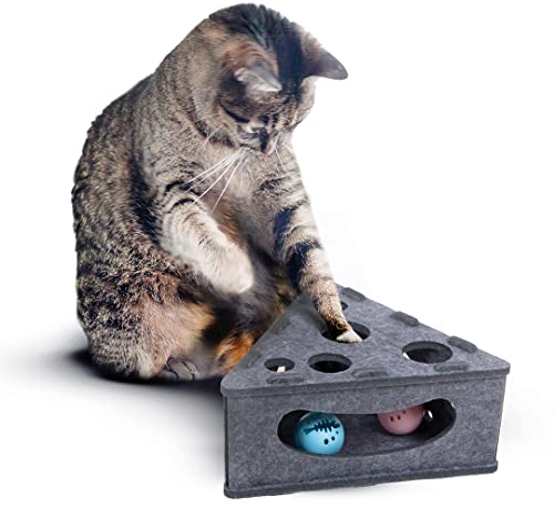 CanadianCat Company | Katzenspielzeug Selbstbeschäftigung, Interaktives Katzenspielzeug Filz Käsekästchen für Katzen, interaktives Spielzeug für Katzen