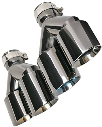 WEHOMY 1 Paar Titan Schwarz Auto Universal Edelstahl Doppelrohr Auspuff Tipps Endrohr Auspuffblenden (Size : IN 57 Out 101 MM)
