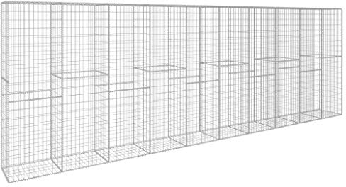 LAPOOH Gabionenwand mit Abdeckung, Pflanzkübel, Kräuterbeet, Hochbeete-kit, Pflanztrog, Vertikalbeet, Pflanzgefäße, Pflanzencontainer, Verzinkter Stahl 600 x 50 x 200 cm -at